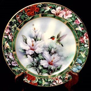Lena Liu The Ruby-Throated Hummingbird Collector Plate 1st Issue 1992 With COA